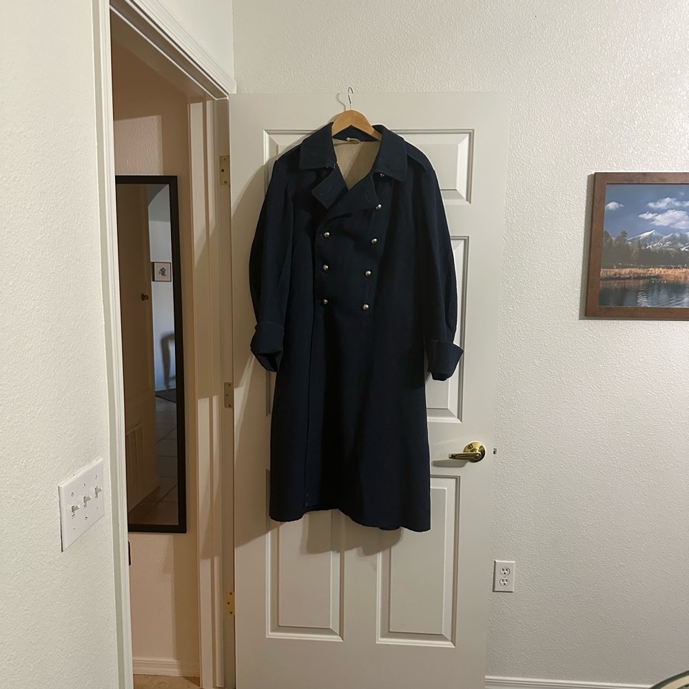 World War I Swiss Military Men's  Wool Navy Double-Breasted Coat size 38